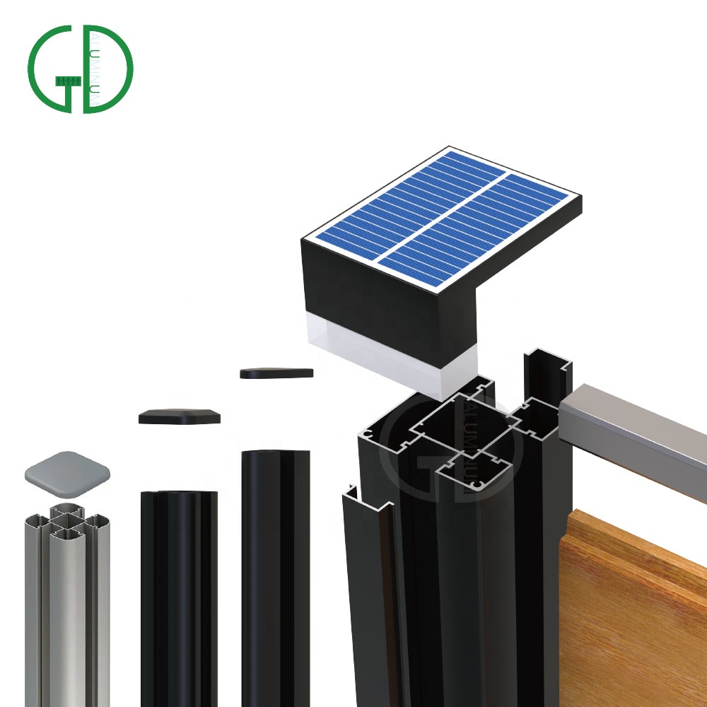 GD LED Light Fence Custom Aluminium DIY Black Modern Balcony Pool Garden Door 6X8 Profile 90cm Laser Cut Privacy Panel