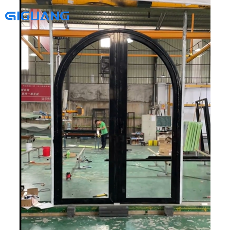QGUANG NFRC Factory Wholesale Exterior Entry Crittal Door Design Tempered Glass Aluminum French Double Glass Swing Casement Door