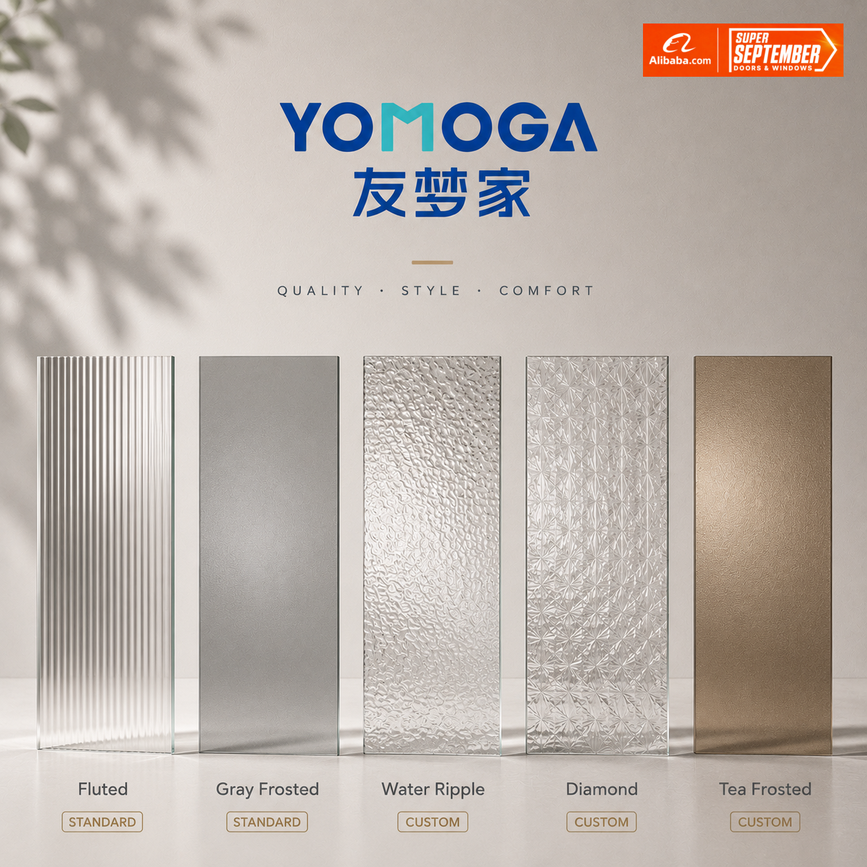 Frosted Glass Bathroom Door Slim Aluminum Frame Interior Door with Sound Insulation