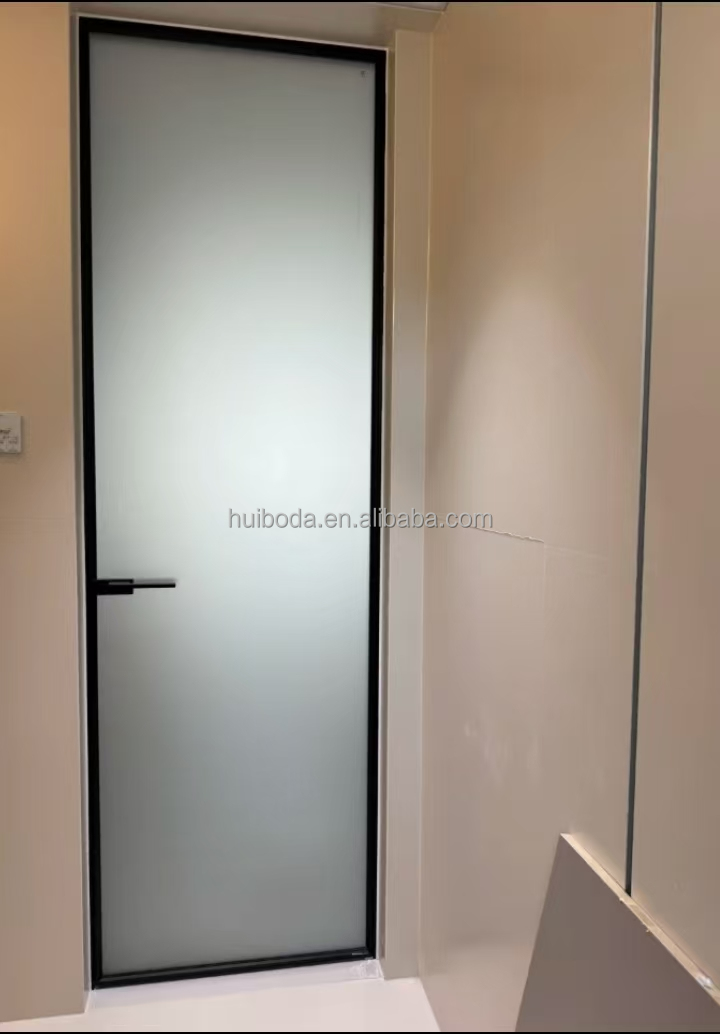 Customized Modern Design Narrow Frame Aluminum Glass Door for Interior Bathroom Decoration in Hotels Commercial Home Exterior