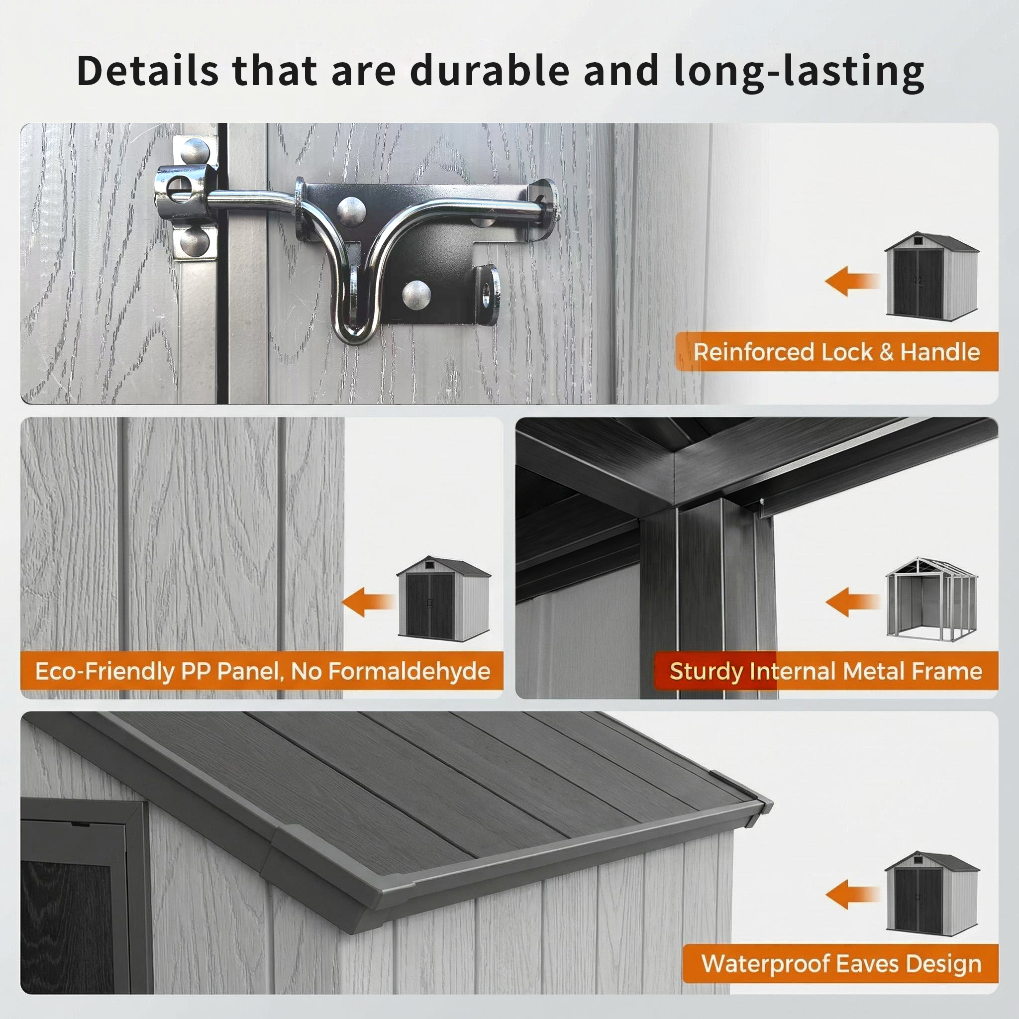 Kenda APEX 8x12 Storage Shed Backyard Storage Sheds UV Resistant Lockable Door for Backyard Patio Garden House Outdoor Equipment