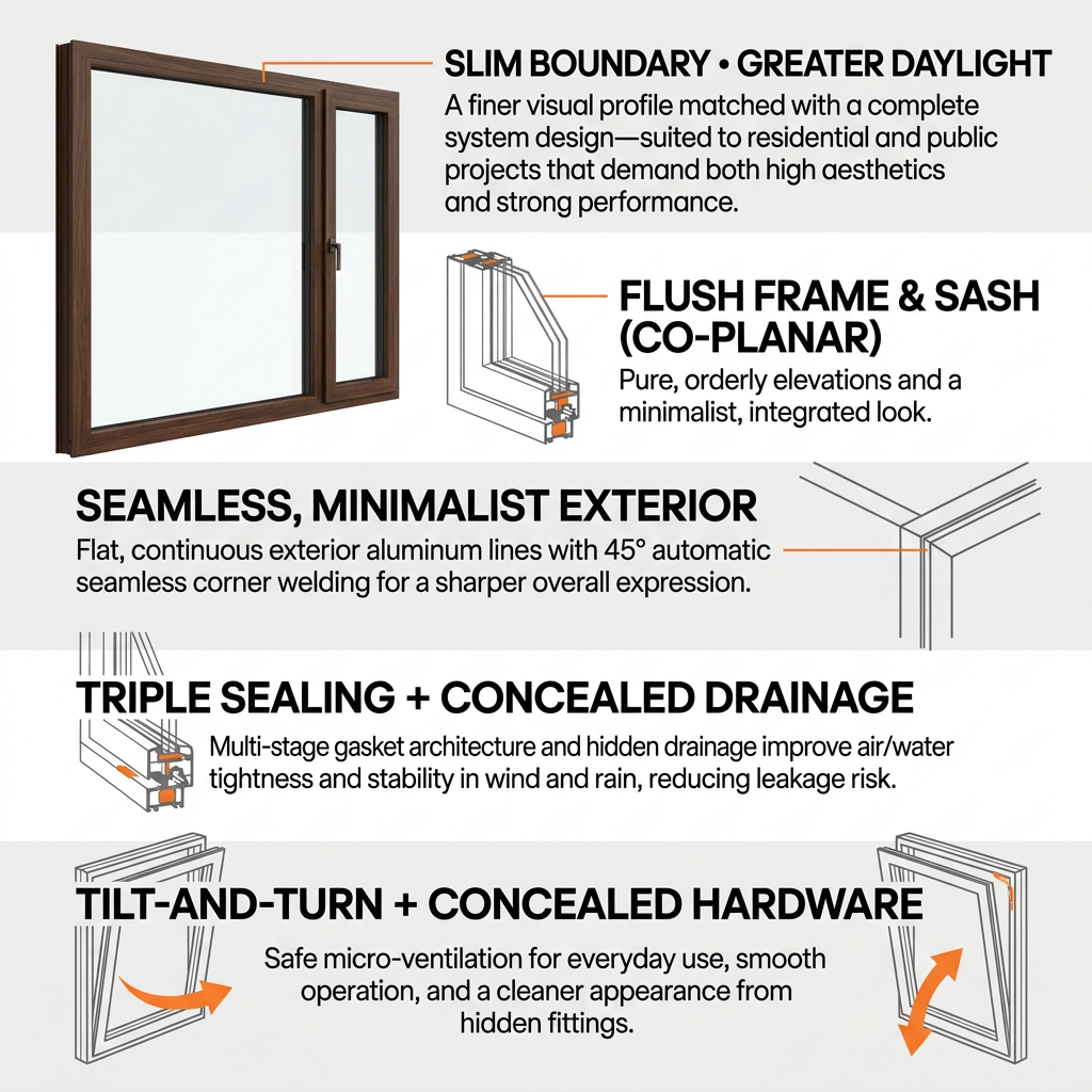 Sayyas Windows F120 Modern Flush Design Energy Efficient Double Glazed Windows Aluminum Clad Wood Window Manufacturer China
