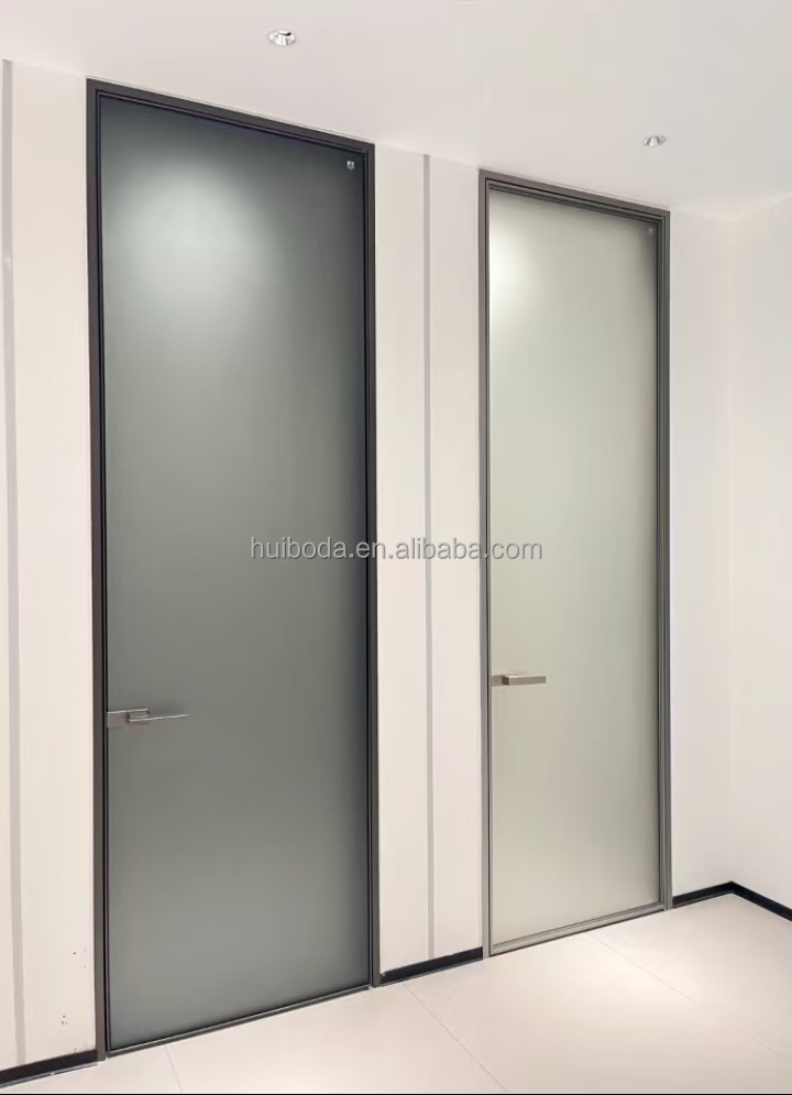 Customized Modern Design Narrow Frame Aluminum Glass Door for Interior Bathroom Decoration in Hotels Commercial Home Exterior