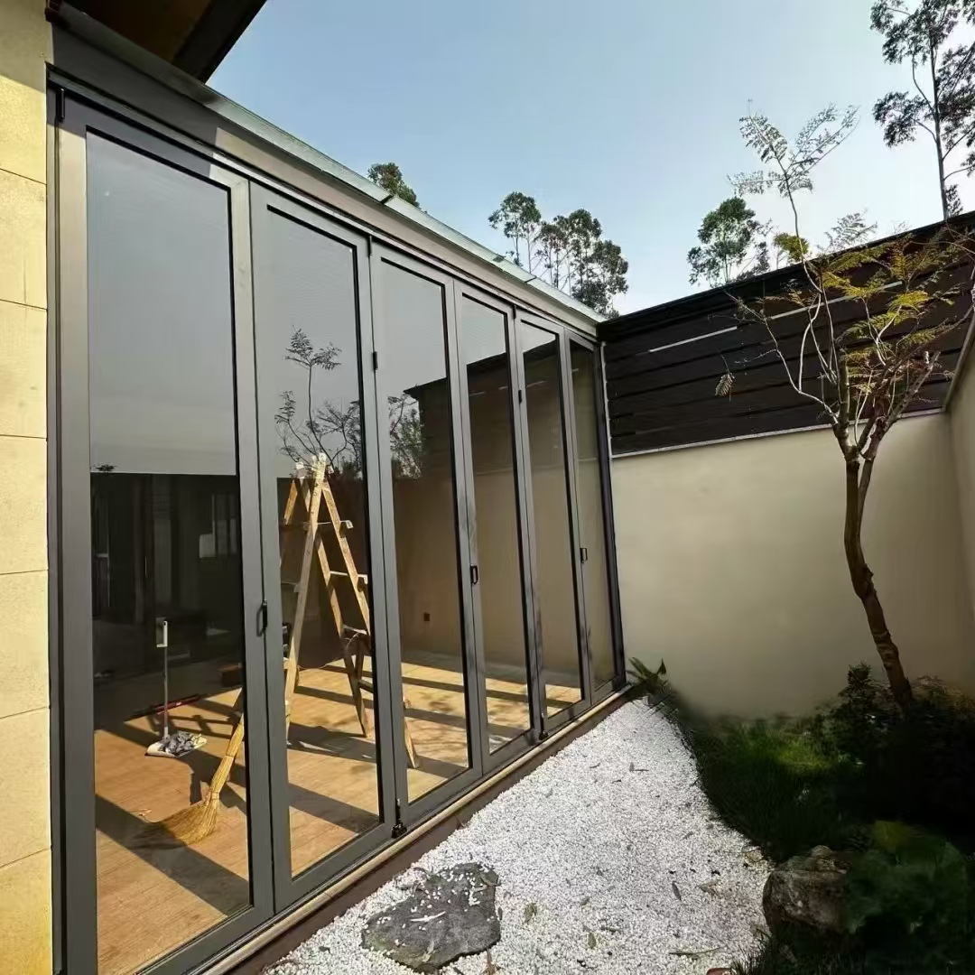 Hurricane Proof Waterproof Aluminum Exterior Door with Minimalist Design for Kitchen Balcony Patio Folding Bifold Door