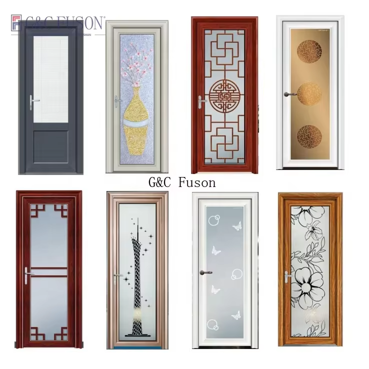 Fuson Customized New Products Aluminium Casement Doors Aluminum White Interior Double Metal Frame Glass French Door