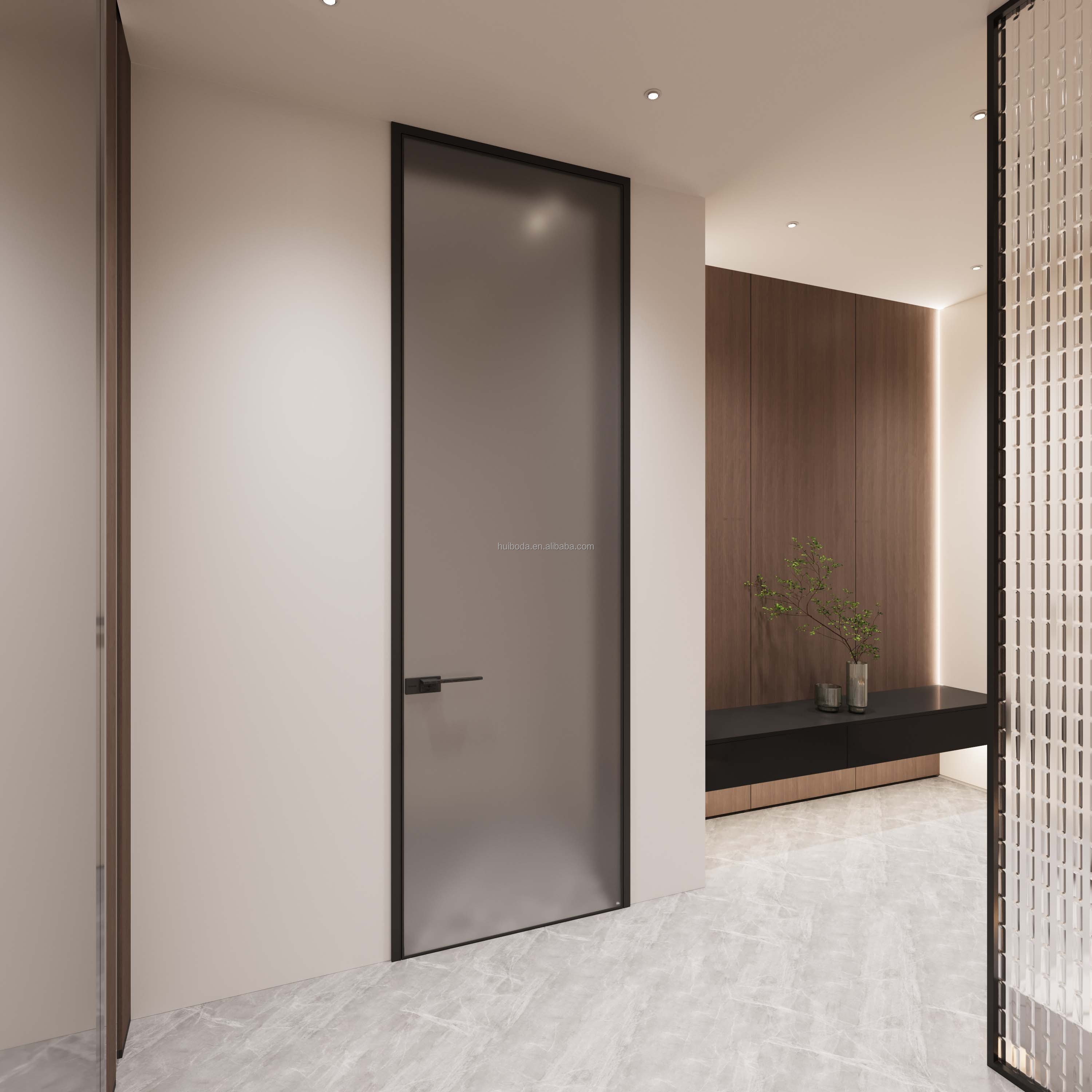 Customized Modern Design Narrow Frame Aluminum Glass Door for Interior Bathroom Decoration in Hotels Commercial Home Exterior
