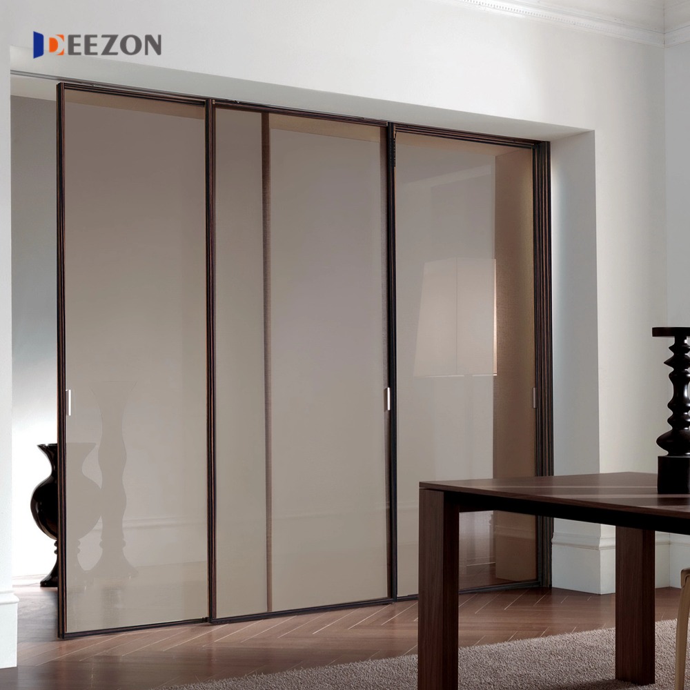 Hidden Track Sliding Door Aluminium Sliding Door Modern Design Door Type Glass Sliding Slim Narrow Frame Door For House