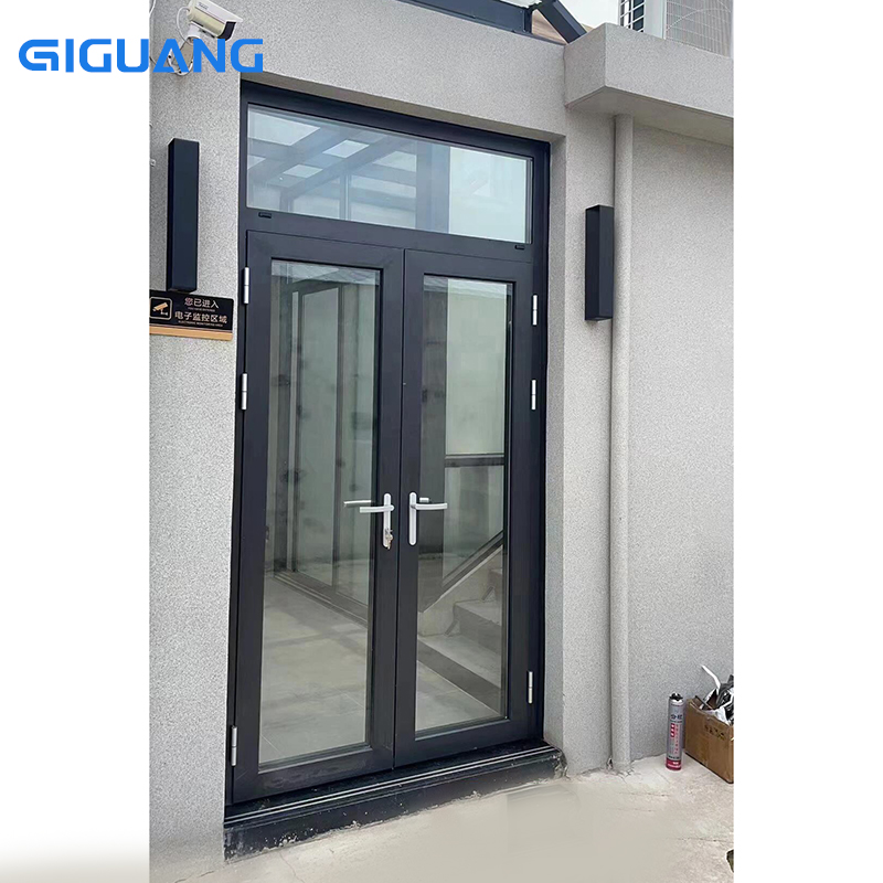 QGUANG NFRC Factory Wholesale Exterior Entry Crittal Door Design Tempered Glass Aluminum French Double Glass Swing Casement Door