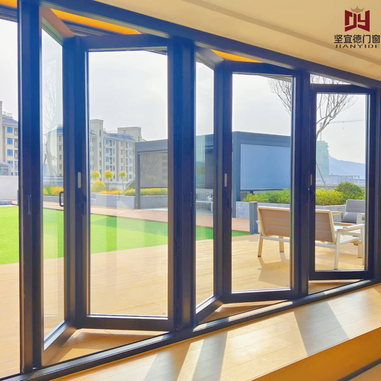 Modern Aluminum Interior Partition Folding Door-Soundproof Heat Retaining &amp; Easy Sliding Mediterranean Style Aluminum Window