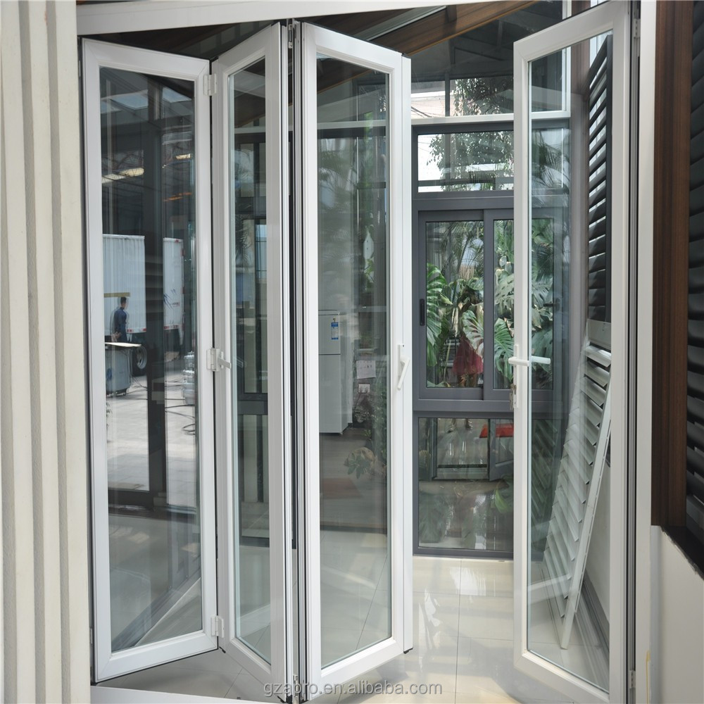 Home Design Double Glass Aluminium Soundproof Used Exterior French Doors Front Door Designs Double Tempered Glass Folding Door