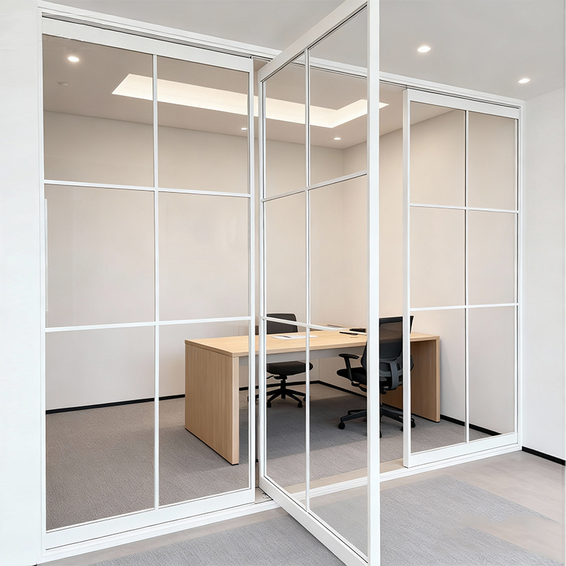 Apartment Building Project Glass Swing Door Aluminum Casement Door Interior Office Partition Wall Room Pivot Hinge Glass Door