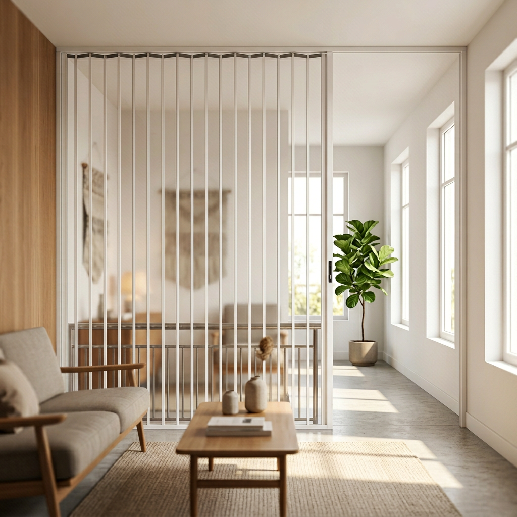 Aluminum & PVC Frame Clear Acrylic Sliding Folding Retractable Partition Door for Kitchen Staircase Outdoor Use