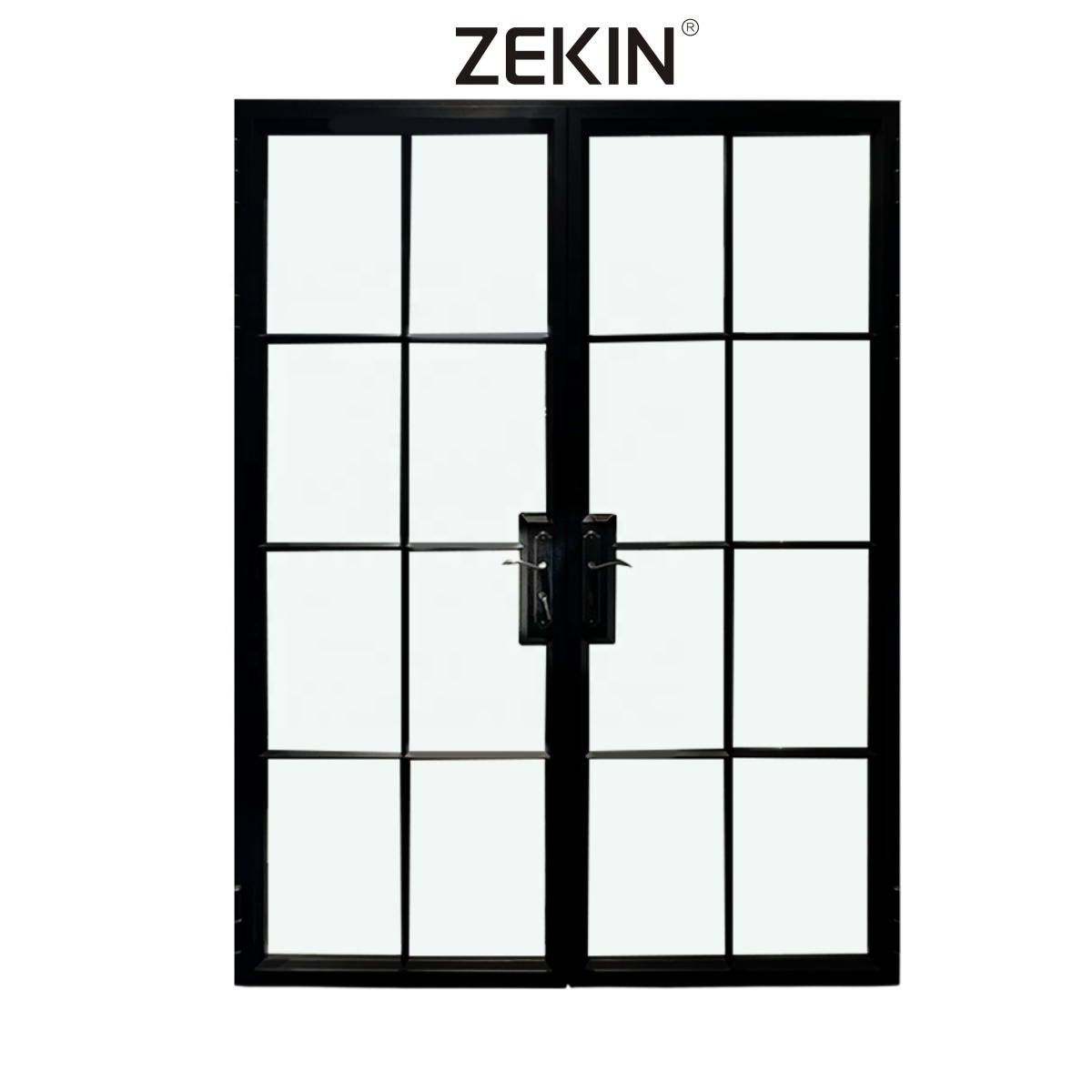 Zekin French Doors NFRC AS2047 Room Internal Partition SDL Swing Doors Tempered Glass Wall Aluminum Grille Casement Doors