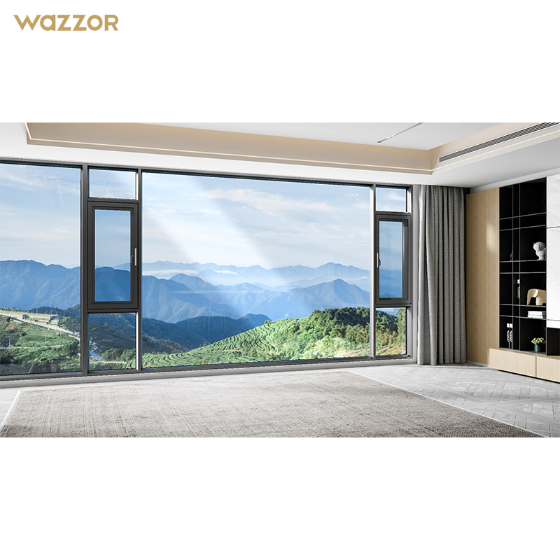 Wazzor Foshan Supplie Oem Interior Windproof China r Price Insulated Aluminum Frame Doors Sound Proof Casement Windows