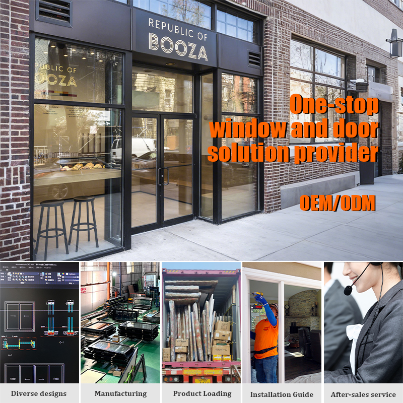 Factory Customized Colors Aluminum Commercial Door Double Glazing Thermal Insulation Exterior Commercial Doors For Shop