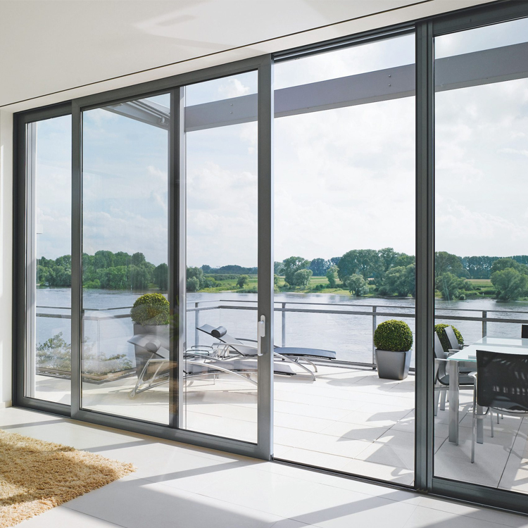 Customized Aluminium Veranda Sliding Door Double Tempered Glass Windows And Doors with Rail Sliding Door For Sale