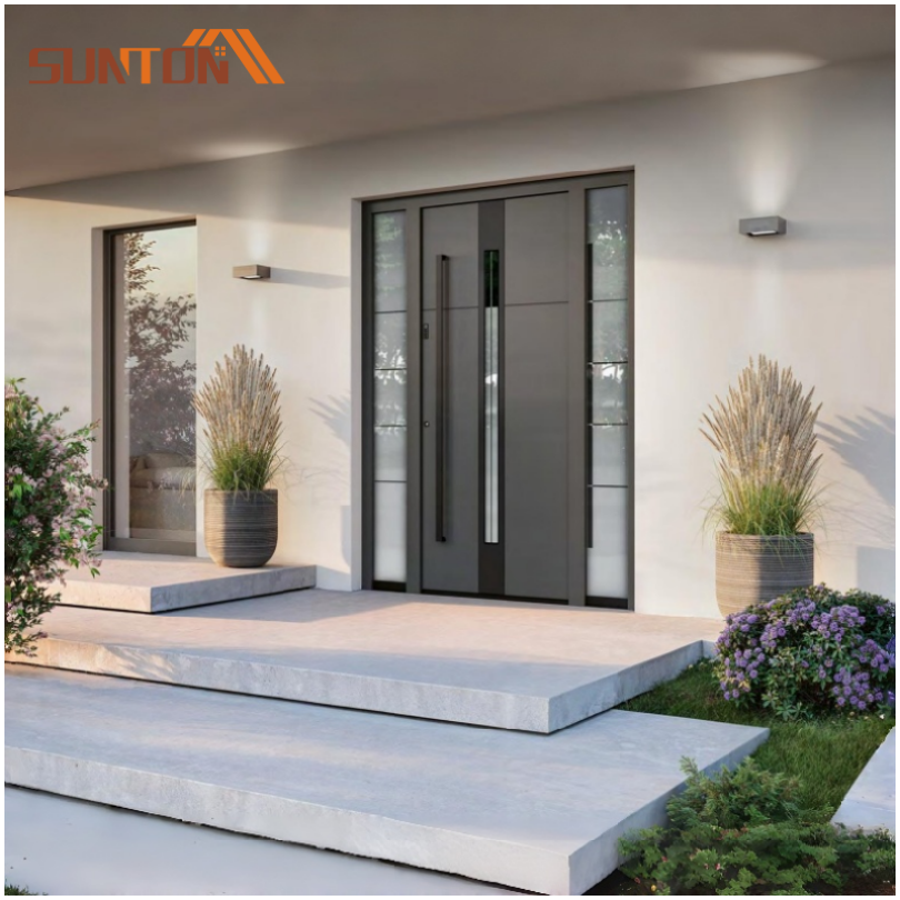 Main Entry Heavy-Duty Aluminum Alloy Pivot Door with Smart Lock Fire Prevention Modern Design for Villa Hotel Exterior Security