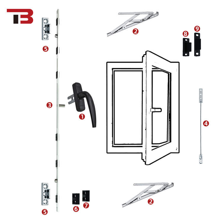 TB-WK200 Top Sale Windows And Doors Aluminum Window Tilt And Turn Window Hinges Aluminum Tilt And Turn Window Hardware System