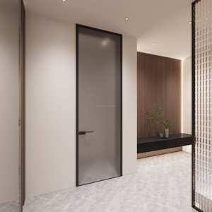 Customized Modern Design Narrow Frame Aluminum Glass Door for Interior Bathroom Decoration in Hotels Commercial Home Exterior