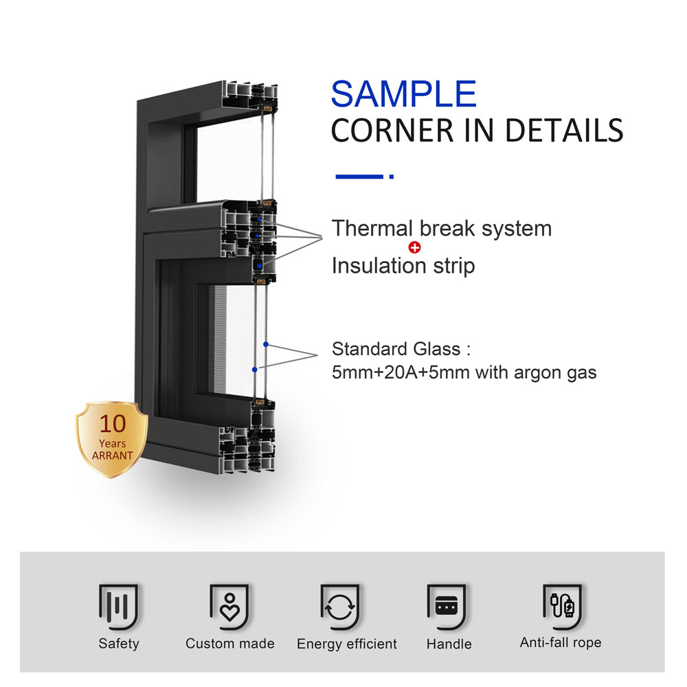 Modern Aluminum Fixed Window with Wide Viewing Area and Minimal Frame Design Fixed Bay Window for House