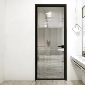 Modern Aluminum Frame Tempered Frosted Glass Bathroom Door