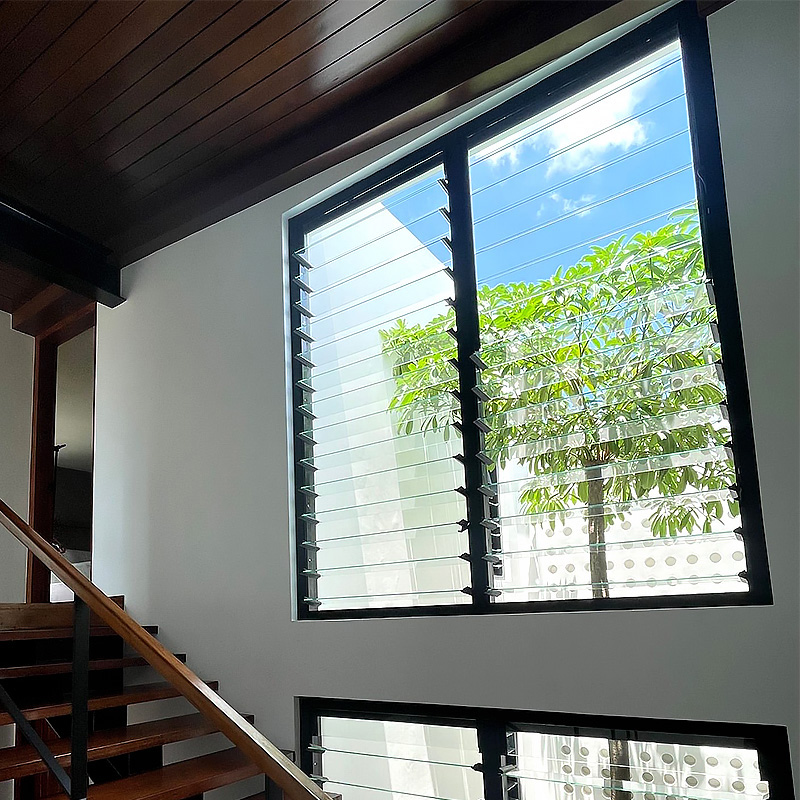 AMJ Custom Manufacturer Louvered Windows Aluminum Frame Adjustable Glass Louver Windows Aluminium Louvre Shutter Window