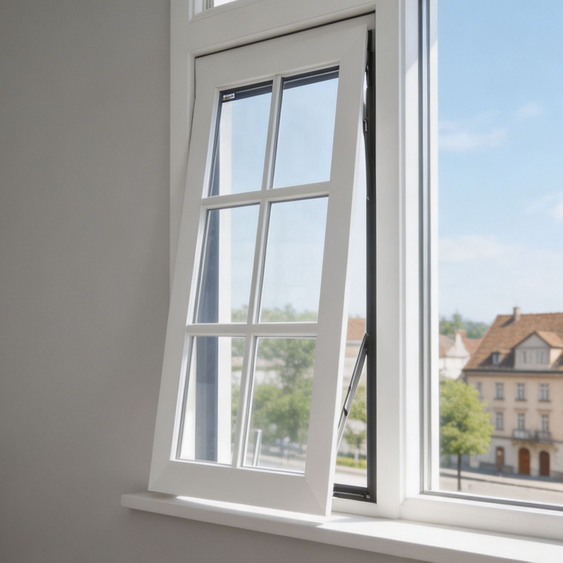 Window Low Profile Bevel Aluminum Glass Anthracite Powder Top Hung Modern Building Facade Windows