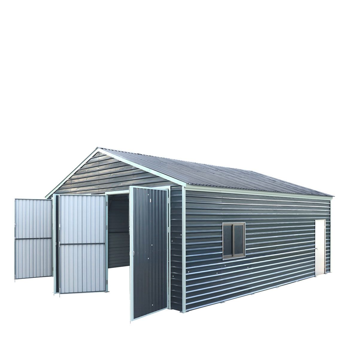 26' X 30' Aluminium Garage Shed 9' High Double Front Doors 14' Peak 780 Sq-Ft 900 Series Double Wall Waterproof 12-Year Limited