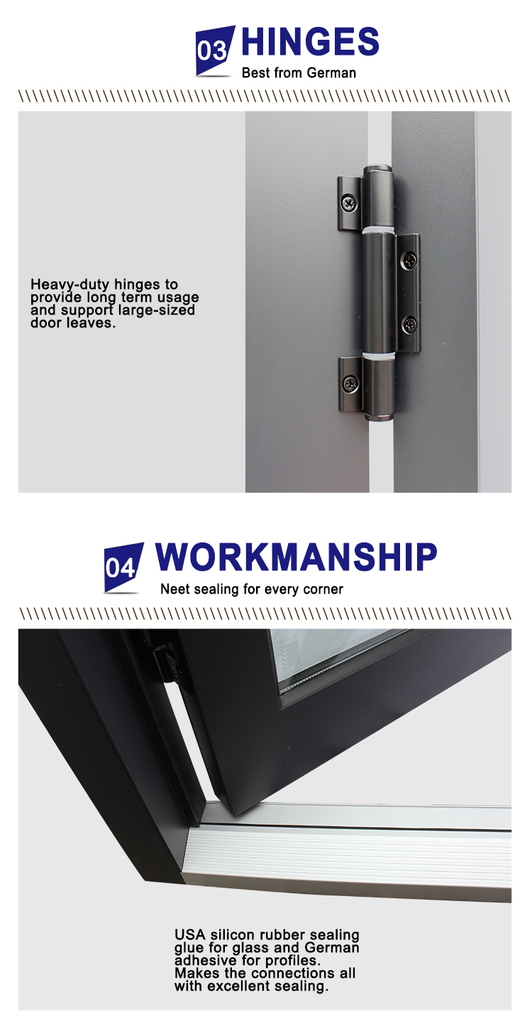 Commercial Glass Entry Doors NFRC Certified Aluminum Frame Energy Efficient Storefront Entrance Door Custom Size