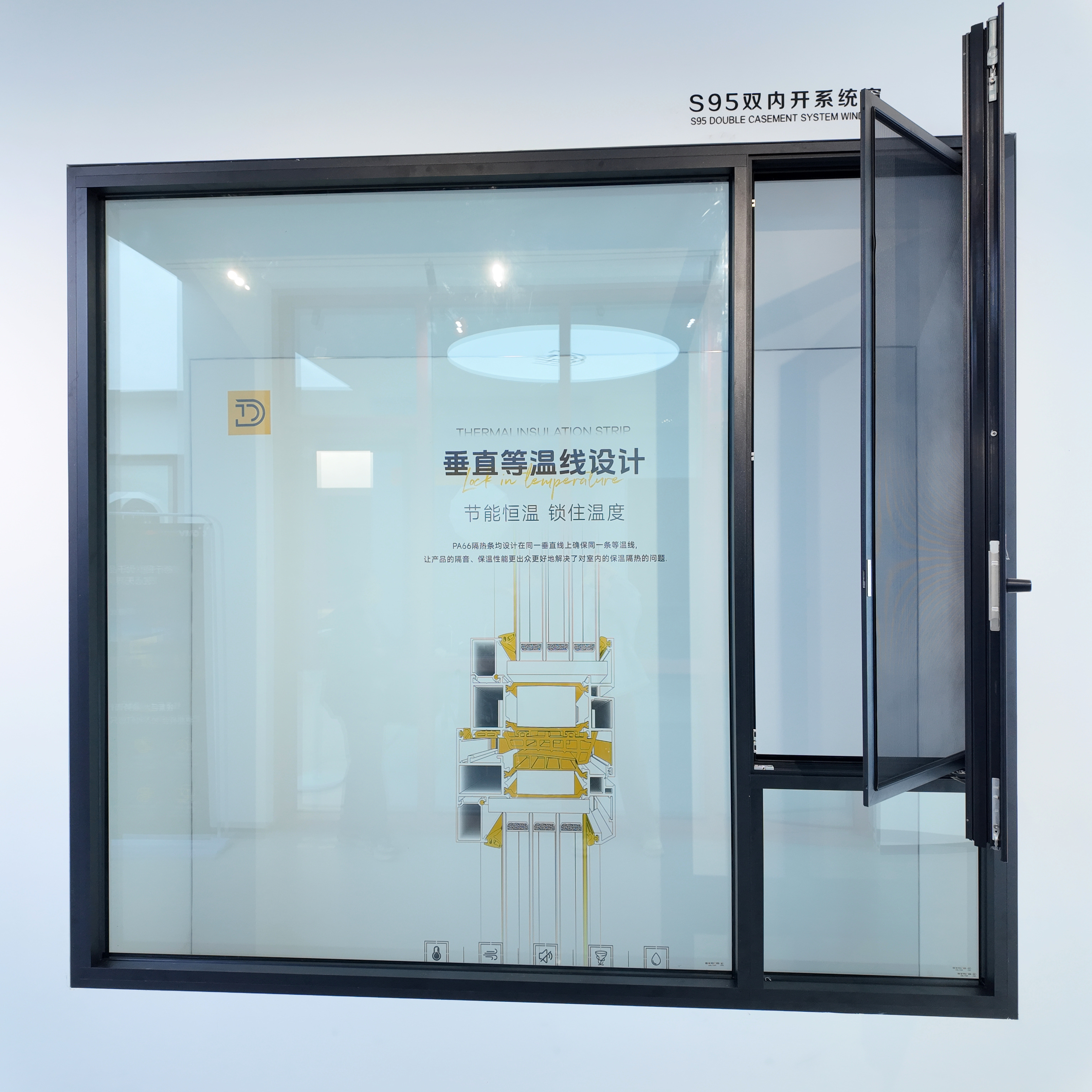 Aluminum Tilt And Turn Window Wood Grain Finish Classic Style Thermal Break Aluminum Windows For Luxury Villa Entrance