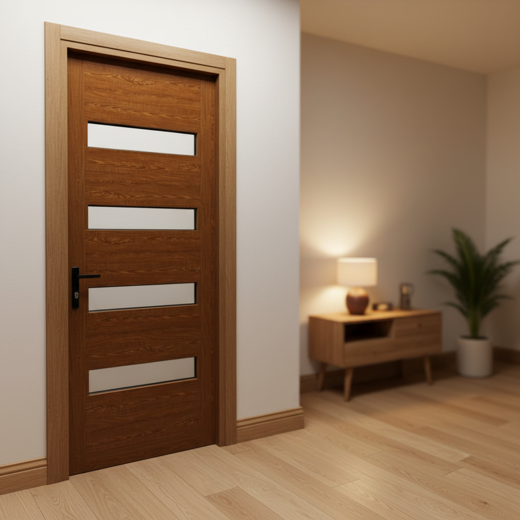 Aluminum Swing Door With Vision Glass Window Custom Interior Room Door