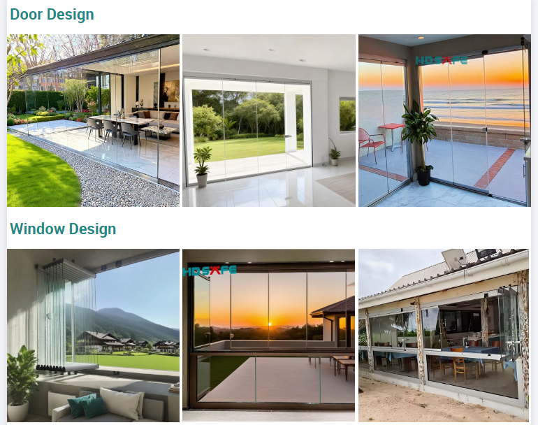 Partition Wall Stack Exterior Frameless Sliding Door Movable Glass Aluminum Folding Waterproof Graphic Design Commercial Modern