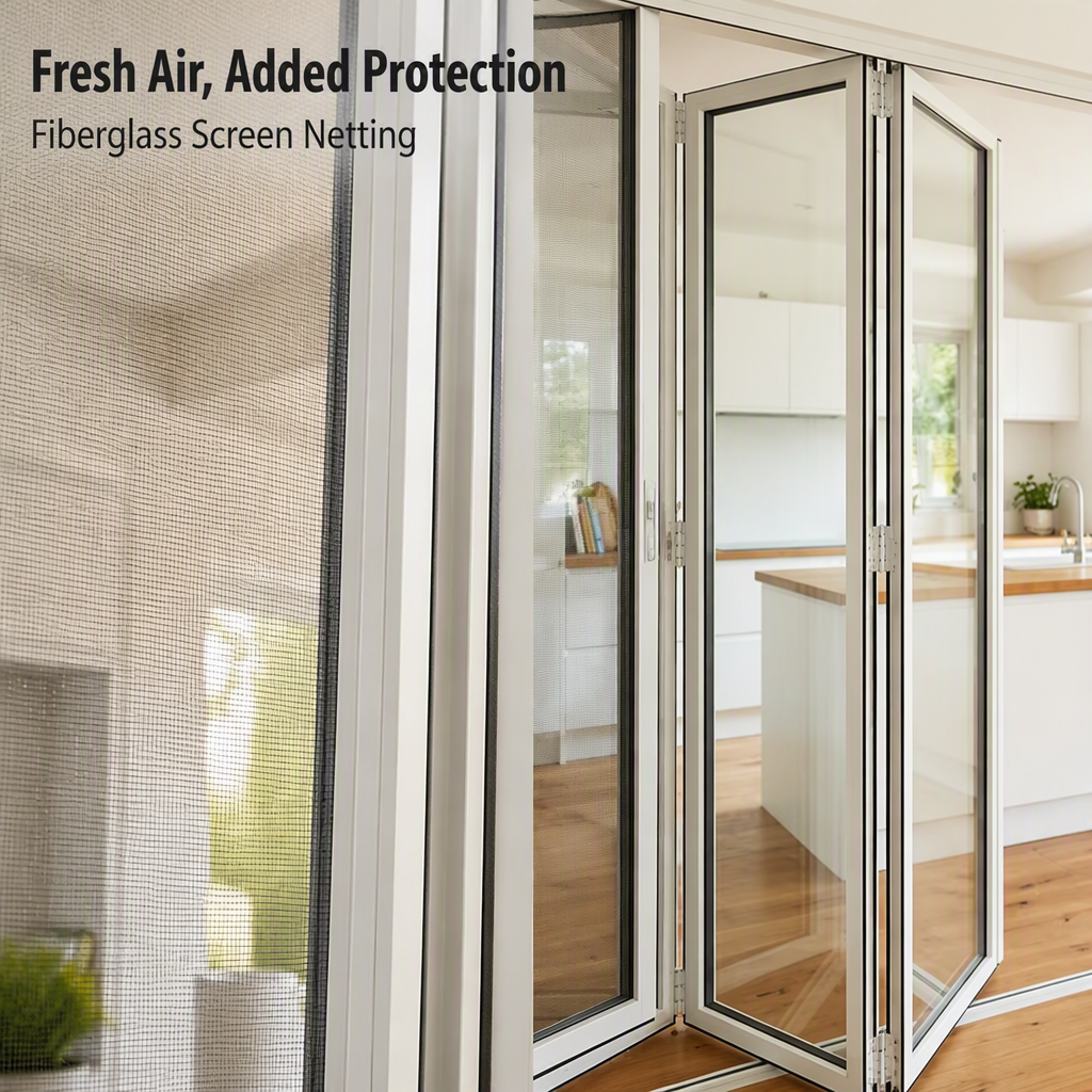 Modern Waterproof Aluminum Alloy Foldable Door with Fiberglass Screen 5 Year Warranty for Bedroom Hotel Villa & Supermarket Use