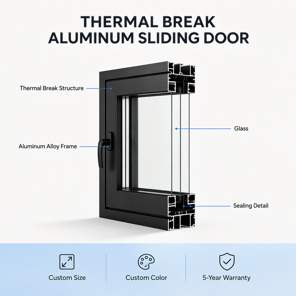 Thermal Break Aluminum Multi Slide Door Glazed Glass Stacking Design Large Opening Custom Size for USA Luxury Homes