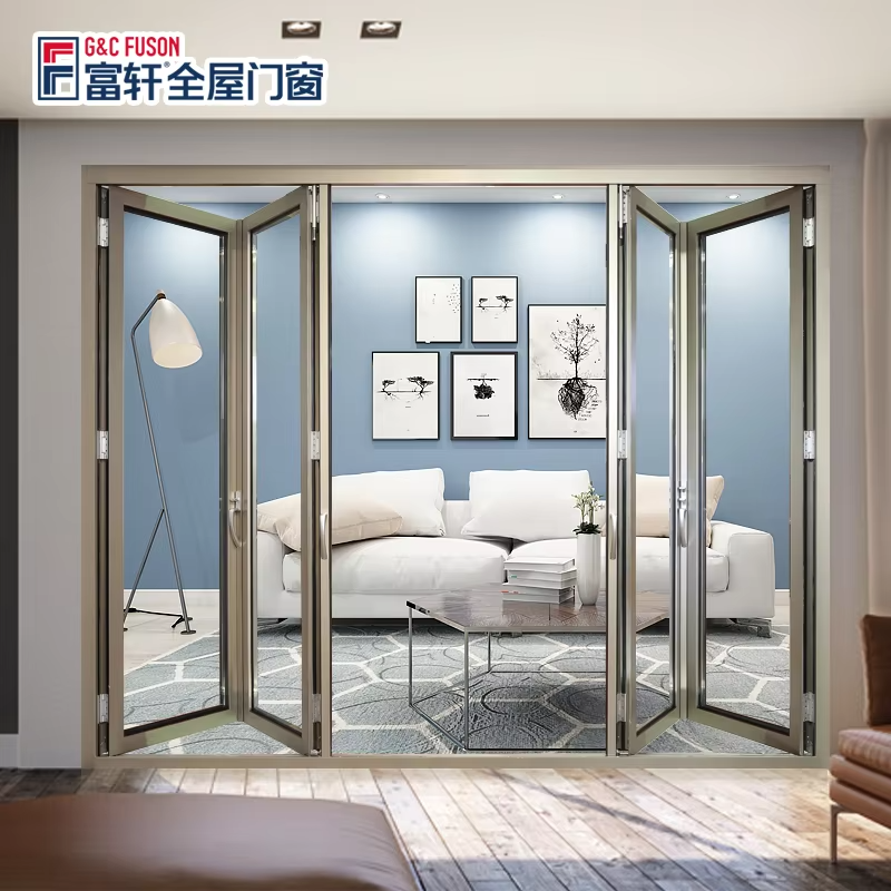 Fuson Folding Sliding Door System Aluminum Glass Bifold Bifold Slide in Pocket Door Plantation Shutter Bifold Doors