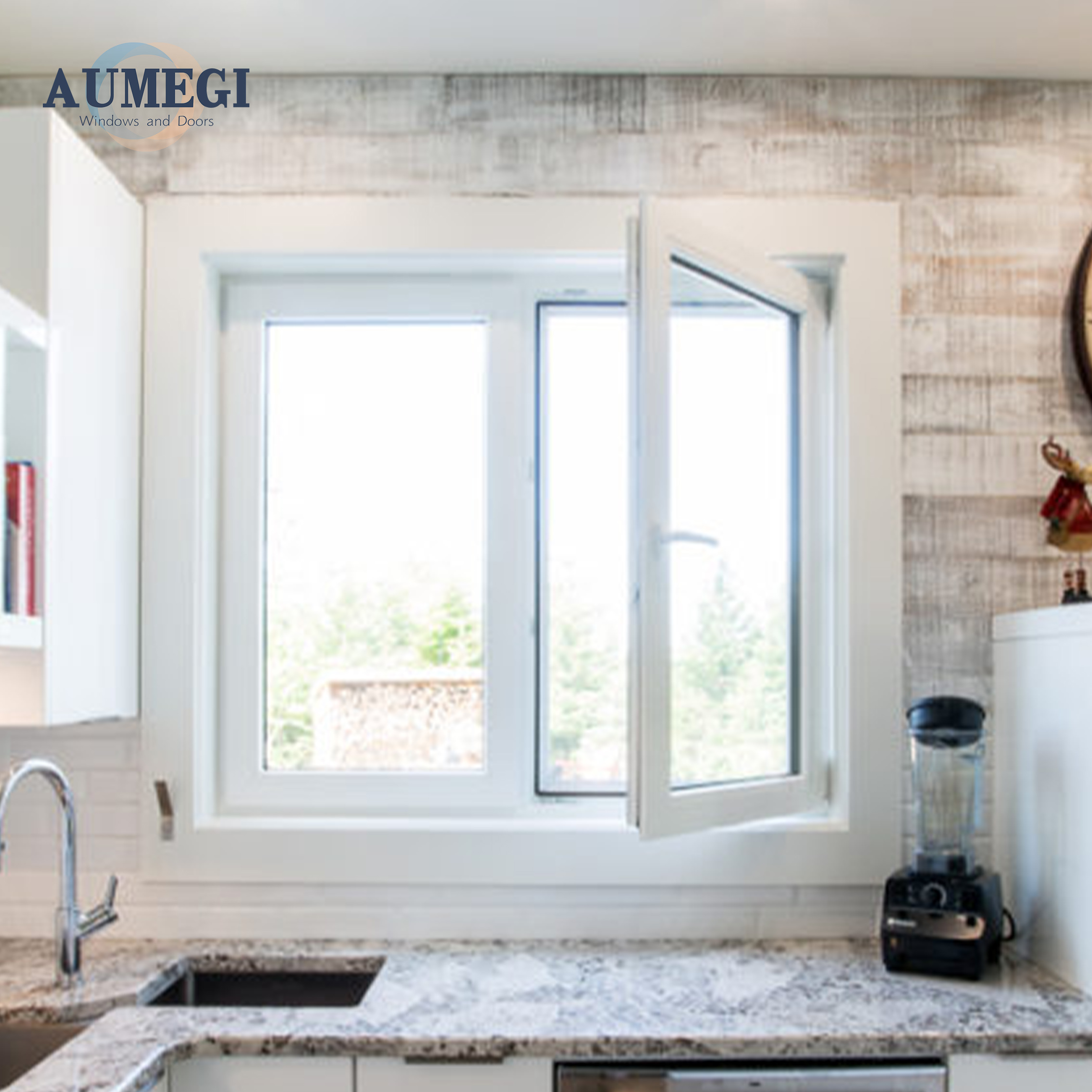 AUMEGI American NFRC Aluminium Soundproof Casement Window Burglar Designs Tilt and Turn Window