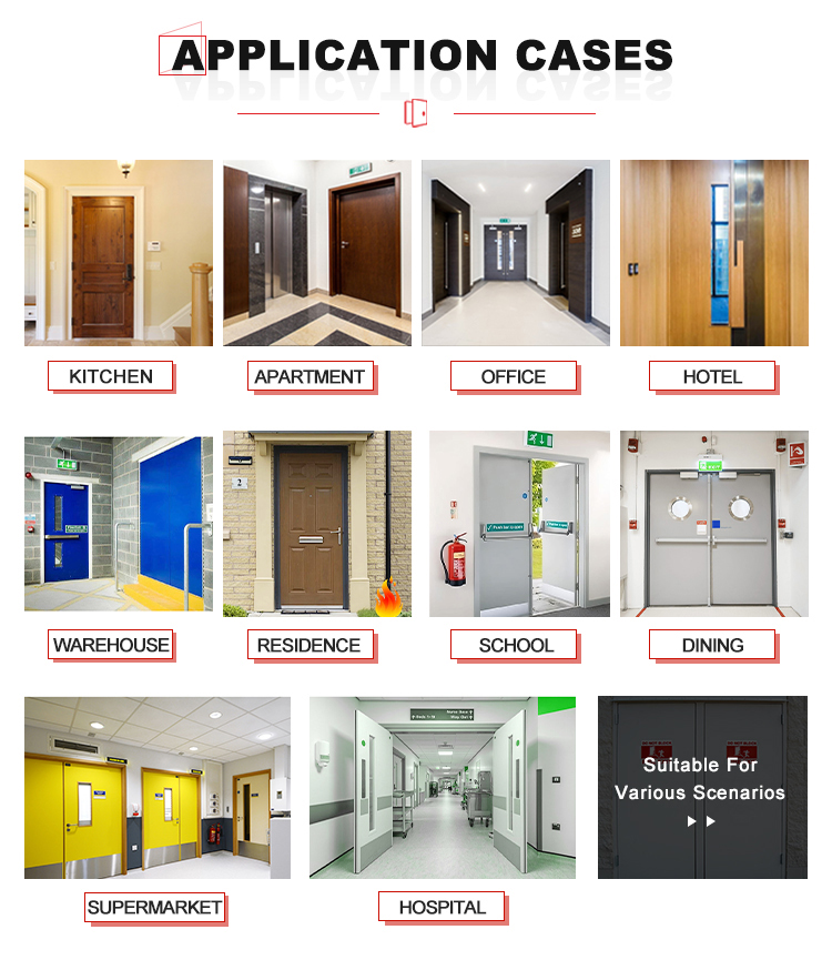 Custom Safety Entry Glass Fire Security Door Aluminum Modern Design Interior Use Fire Prevention Sound Insulation for Hotels