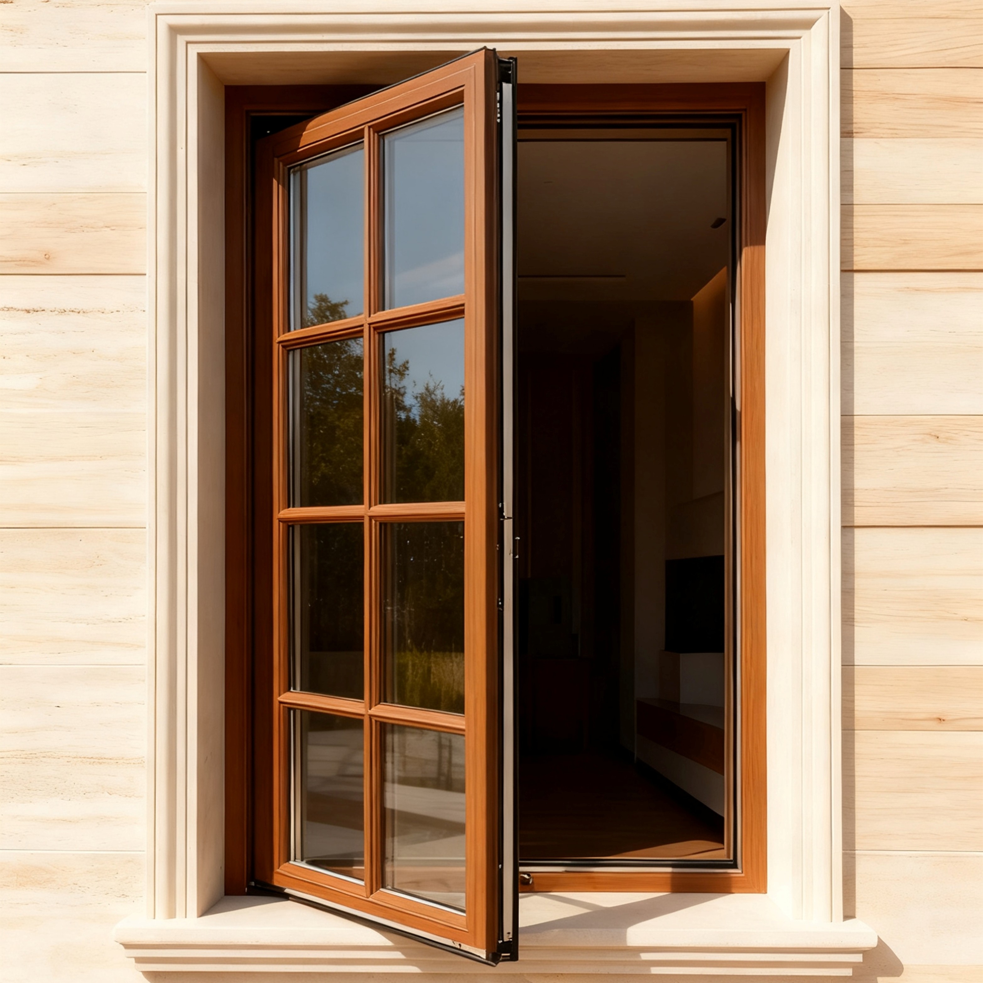 American Style Wood Crank Casement Window | Energy Saving Solid Wood Windows For Green Buildings