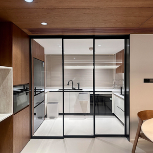 Ultra Slim Frame Aluminum Sliding Door Panoramic Frameless Glass Patio