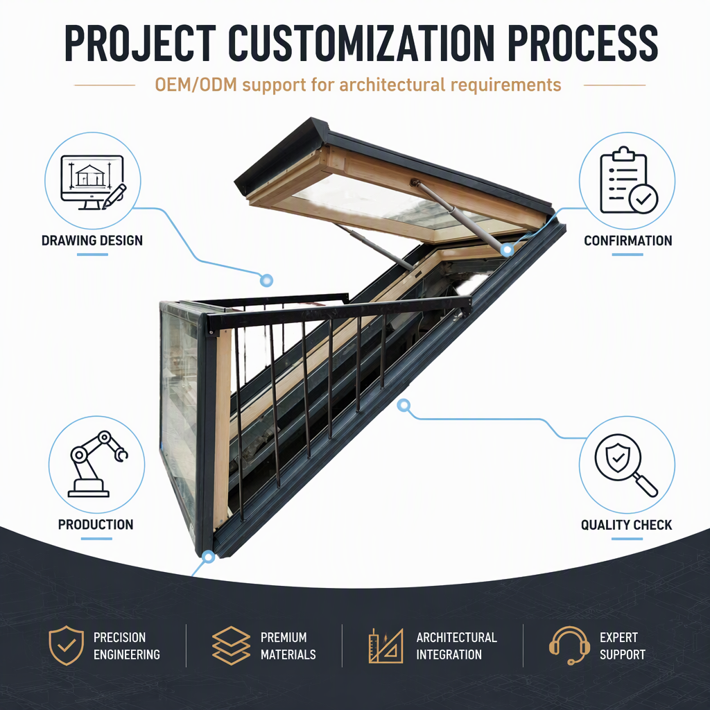 Modern Style Waterproof Aluminum Attic Skylight Roof Window Converts to Balcony Ventilation for Terrace Loft