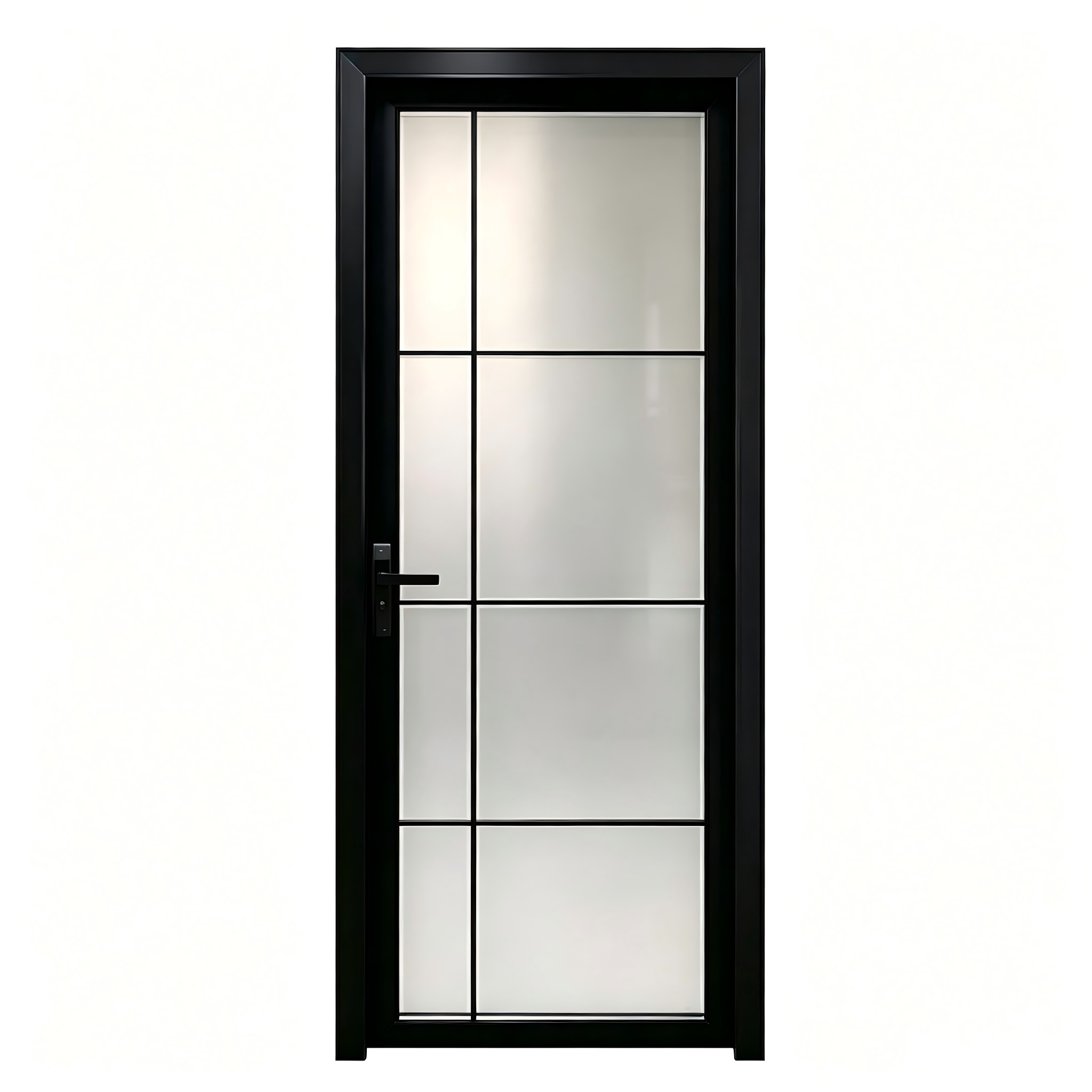 Aluminum Bathroom Door Black Frame Frosted Glass Waterproof Anti Corrosion Dry Wet Separation Hotel Apartment OEM Custom