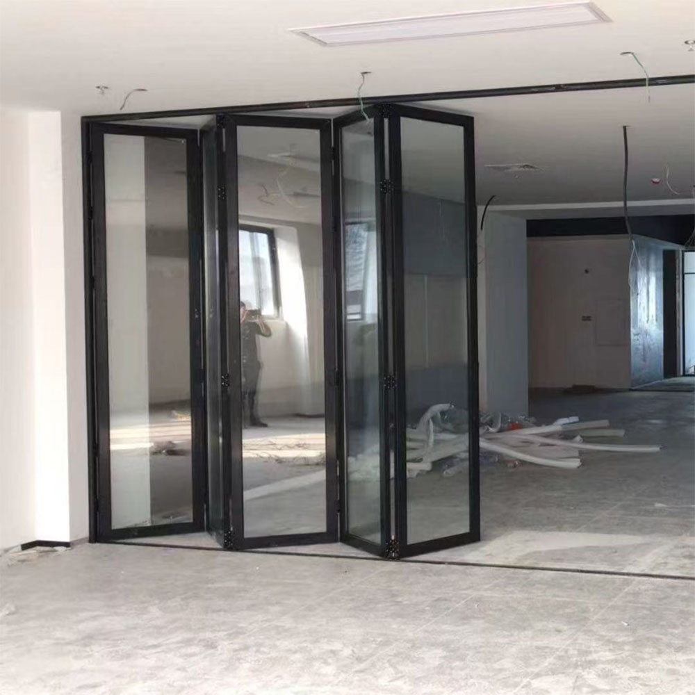Customization Modern Glass Aluminum Bifold Aluminum Glass Sliding Folding Patio Doors Aluminum Folding Partition Door