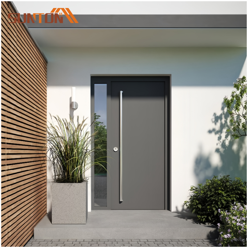 Main Entry Heavy-Duty Aluminum Alloy Pivot Door with Smart Lock Fire Prevention Modern Design for Villa Hotel Exterior Security
