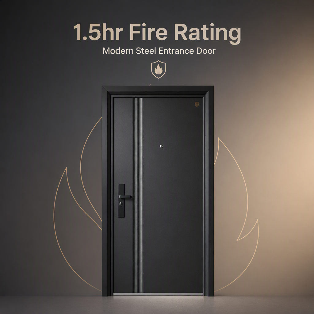 Modern Style Steel Entrance Door Finished Anti-theft Security Door Commercial Apartment Entry Side Opening Exterior Fire Garden