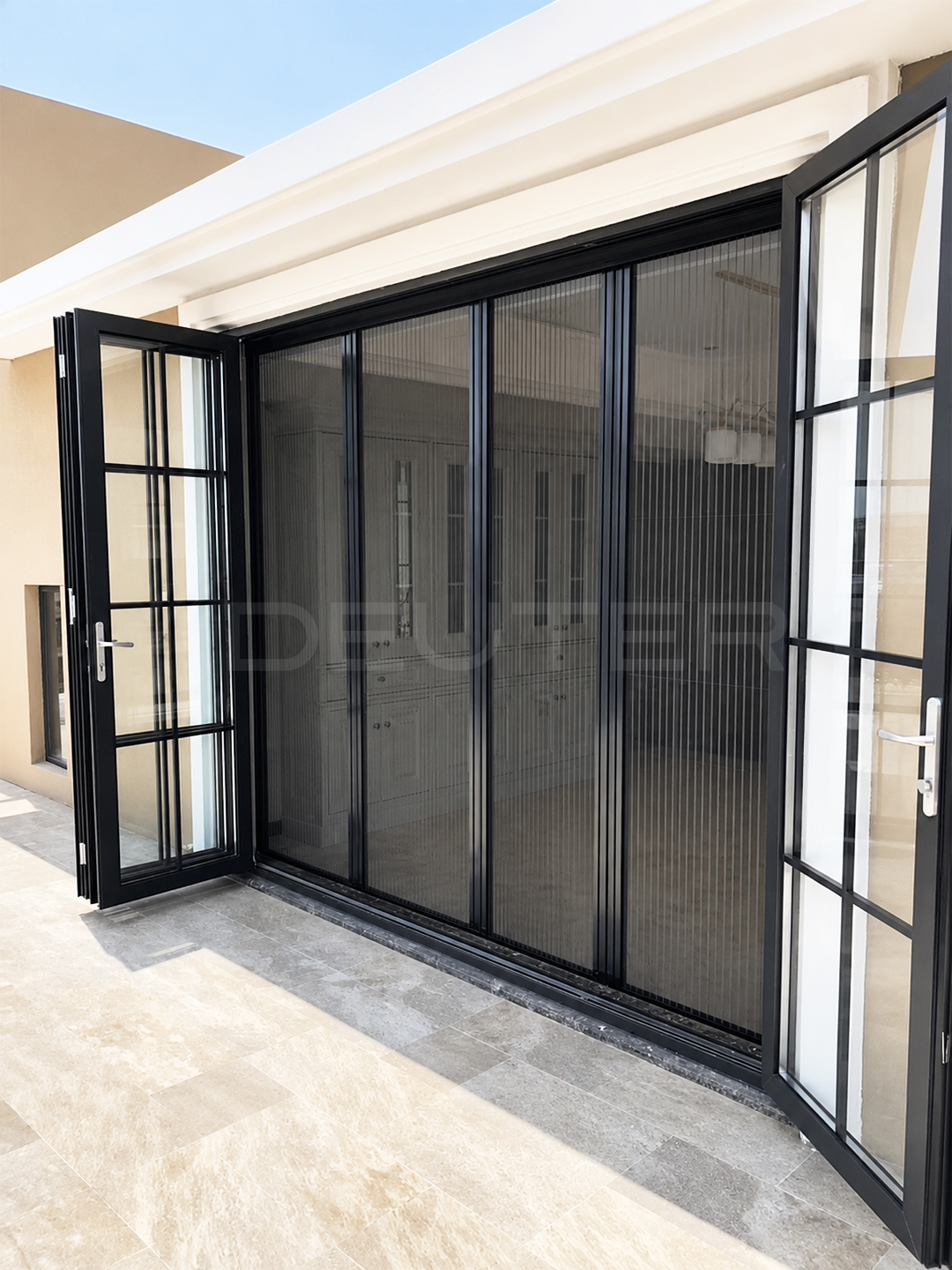 Panoramic Heavy-duty Exterior Aluminum Patio Glass Bifold Folding Door Thermal Break Wide Opening Villa Indoor Partition System