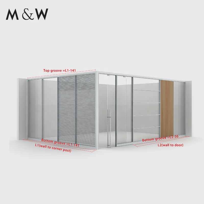 M&amp;W Modern Style Panel Aluminum Glass Soundproof Dividers Movable Office Full Height Wall Partition