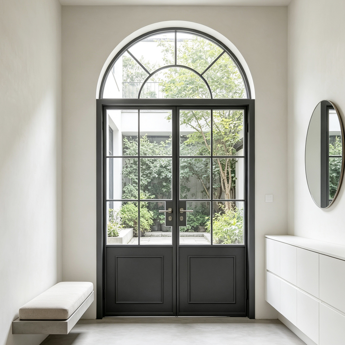 Wholesale Slim Frame Good Daylight Windproof Rainproof Sealed Drainage Design Moisture-Proof Aluminum Glass French Casement Door