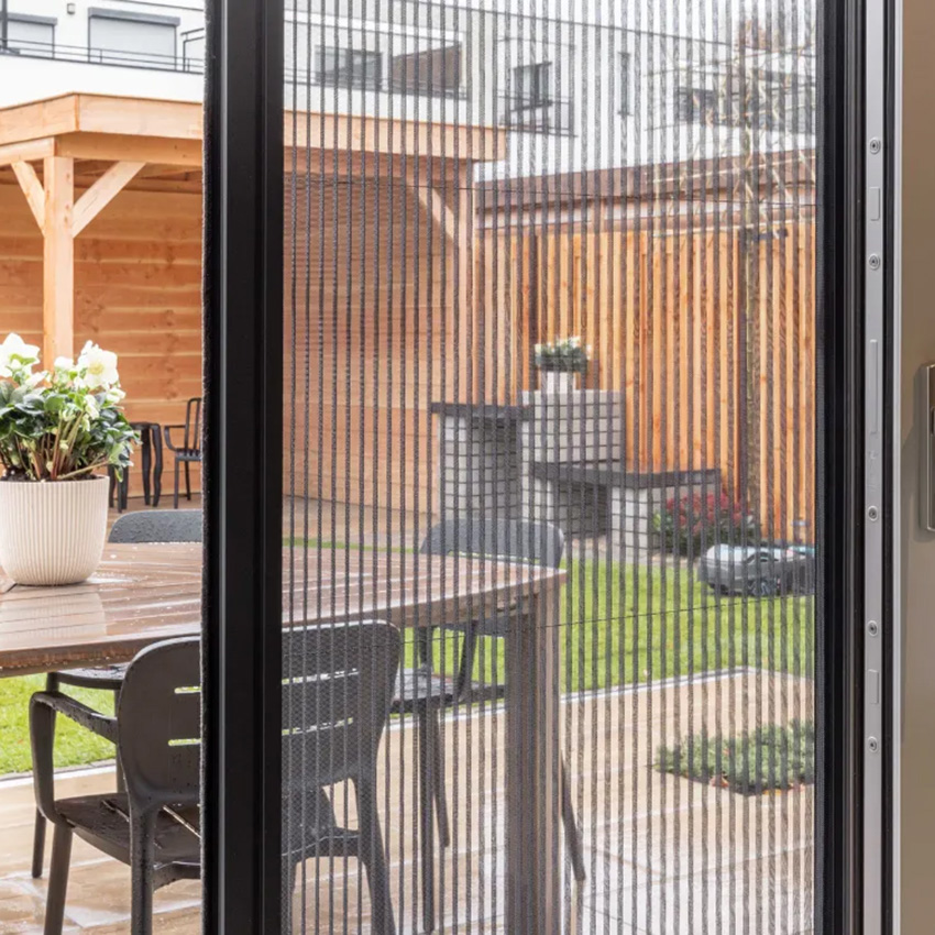 Manufacturer Direct Modern Home Pleated Insect Screen Anti-mosquito Door Aluminium Frame PP Material Washable Durable CE