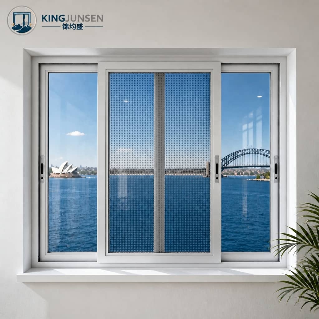 Modern Aluminum Alloy Sliding Windows Double Tempered Glazed Stainless Steel Screen Energy Star Qualified Exterior Kitchen