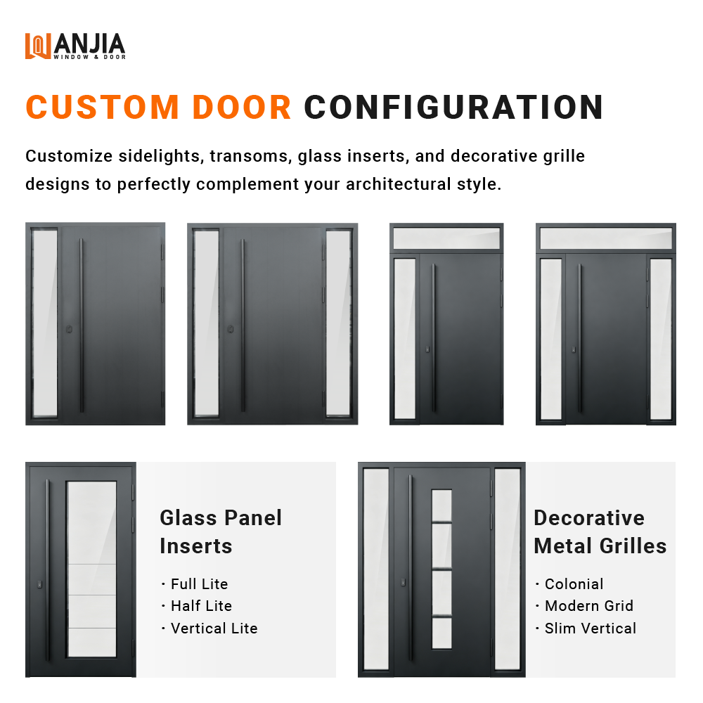 Modern Style Main Entrance Door Aluminum Double Glazed Glass Front Entry Doors Against Theft Bulletproof Security Door